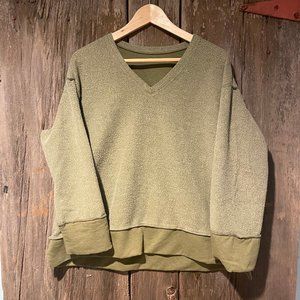 Super Cozy Stretch French Terry Inside Out Earth Green Sweatshirt